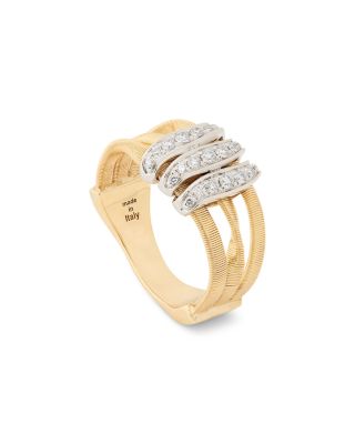 18K White & Yellow Gold Marrakech Diamond Three Row Ring, 0.213 tcw