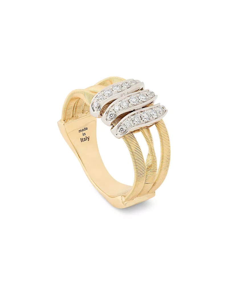 Marco Bicego 18K White & Yellow Gold Marrakech Diamond Three Row Ring, 0.213 tcw