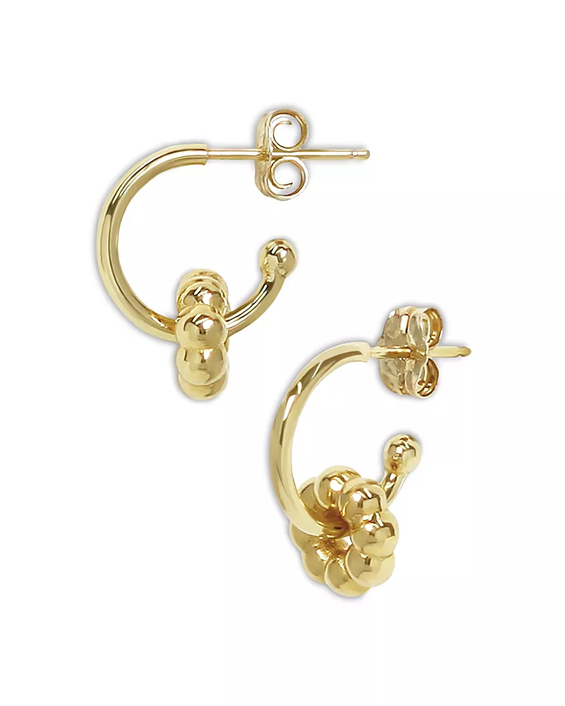 Bloomingdale's Fine Collection Beaded Rondelle Tube Hoop Earrings in 14K Yellow Gold