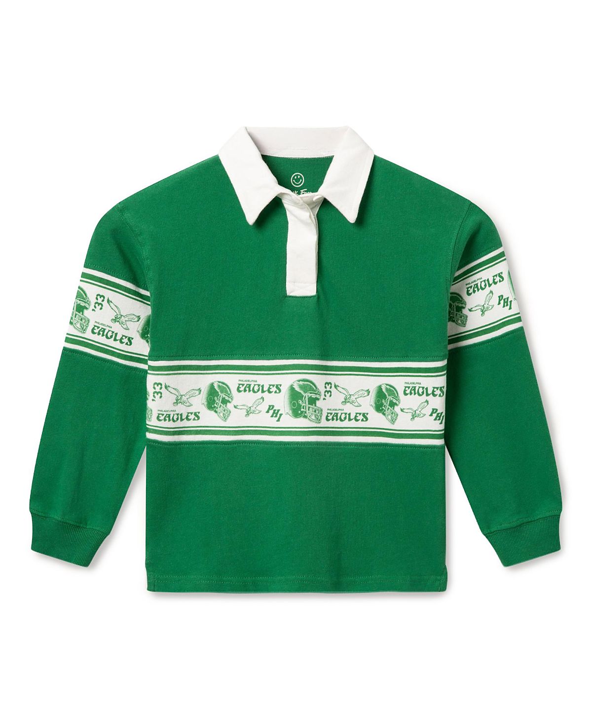 Junk Food Clothing Unisex Nfl Philadelphia Eagles Rugby Long Sleeve Tee - Little Kid, Big Kid