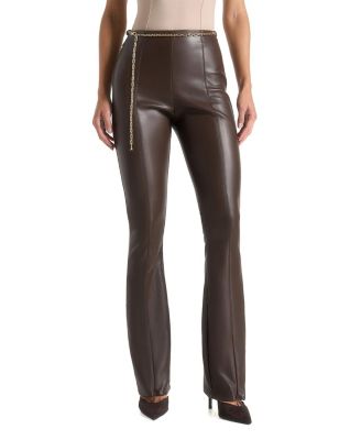 Ninon Leather Fit and Flare Leggings with Chain