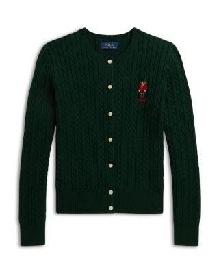 Girls' Polo Bear Mini Cable Cotton Cardigan - Little Kid, Big Kid