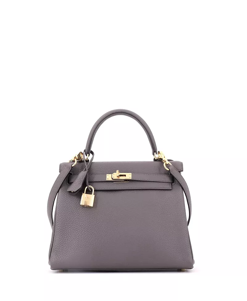 Pre-Owned HERMES Kelly 25 Togo Leather Gold Tone Top Handle Bag