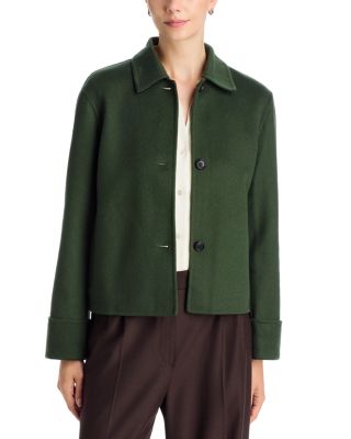 Double Face Wool Blend Boxy Cuff Jacket