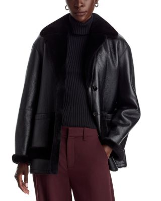 Shearling Button Front Coat