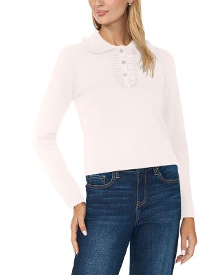 Ruffle Collar Polo Sweater