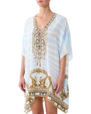 Silk Lace Up Kaftan Cover-Up