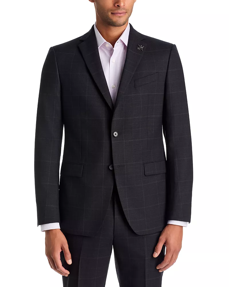 John Varvatos Star Usa Windowpane Slim Fit Suit Jacket