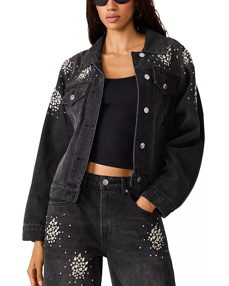 Steve Madden Clarke Cotton Blend Embellished Jacket