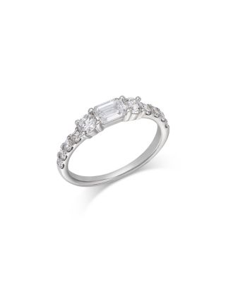 Luxe Collection Certified Lab Grown Diamond Emerald & Round Cut Band in 18K White Gold, 1.0 tcw