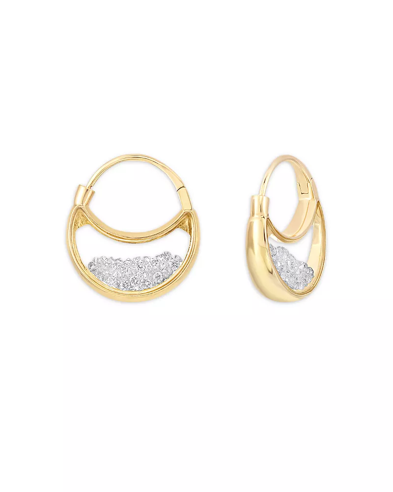 Moritz Glik 18K Yellow Gold Diamond Kaleidoscope Shaker Purse Hoop Earrings, 1.26 tcw