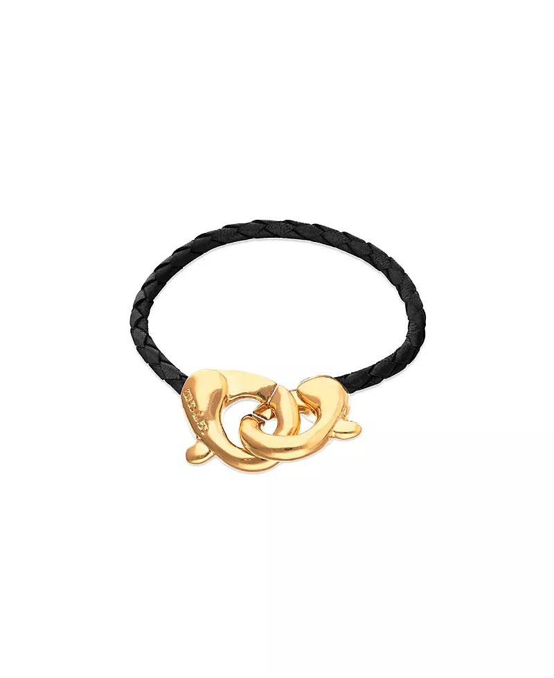 UNOde50 Black Leather Strap with Gold-Plated interlocking Carabiner Detail