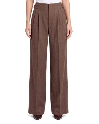 Pleated High Rise Wide Leg Trousers