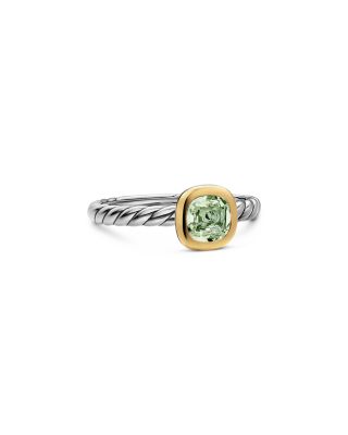 DY Mercer A&reg; Color Cable Ring in Sterling Silver with 14K Yellow Gold and Prasiolite 5.5mm