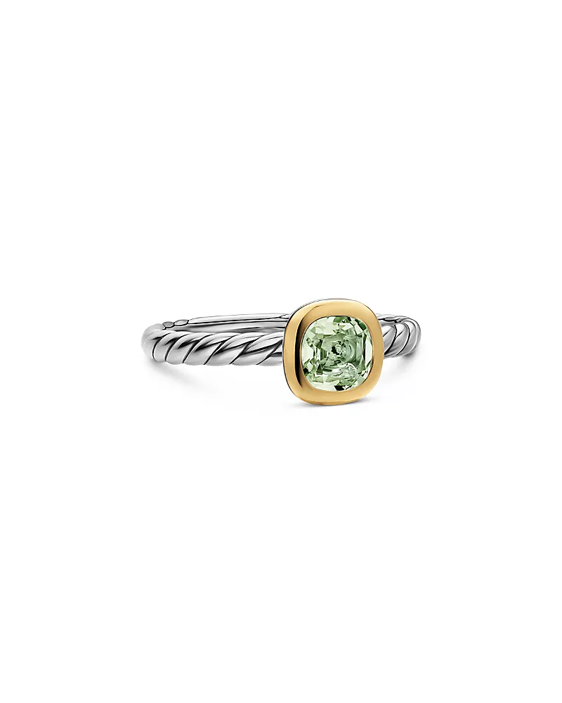 Dy Mercer A Color Cable Ring in Sterling Silver with 14K Yellow Gold and Prasiolite 5.5mm