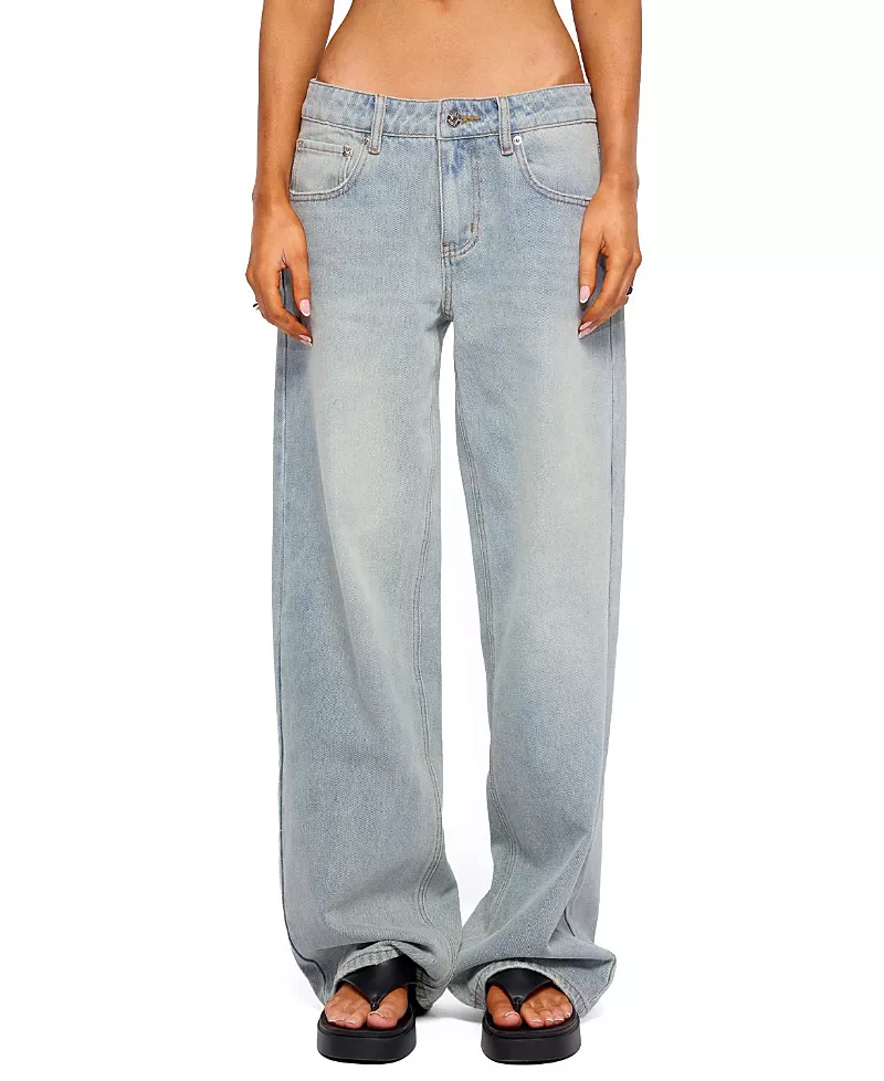 Edikted Quintie Mid Rise Straight Leg Jeans