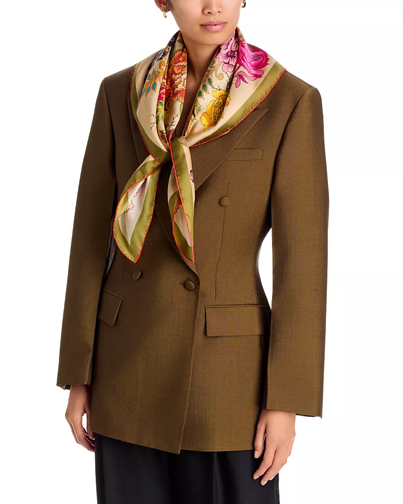 V Fraas Floral Silk Square Scarf