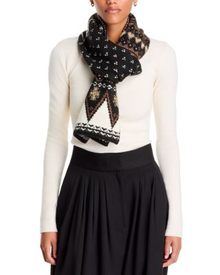 Fair Isle Metallic Knit Scarf