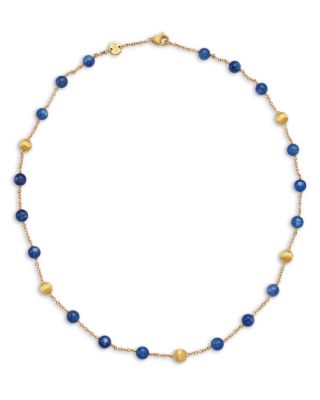 18K Yellow Gold Africa Kyanite & Textured Bead Collar Necklace, 18"