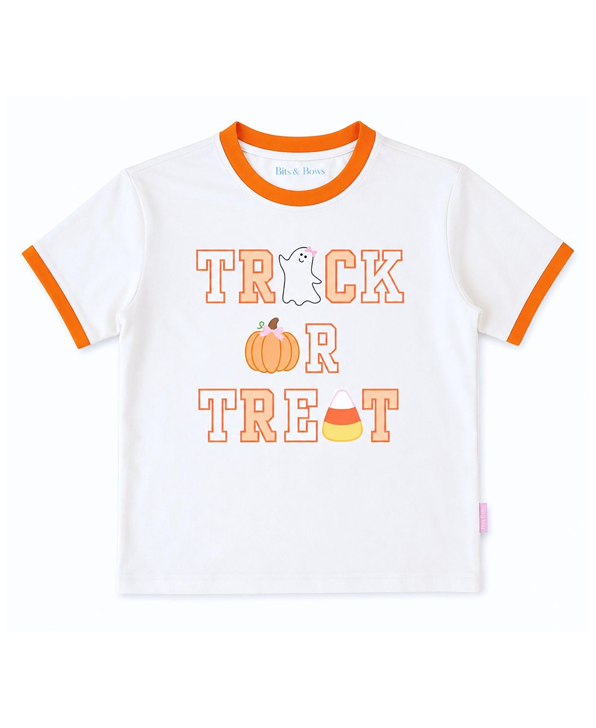 Bits & Bows Girls' Trick-or-Treat Halloween Bow Crewneck Tee - Baby, Little Kid, Big Kid