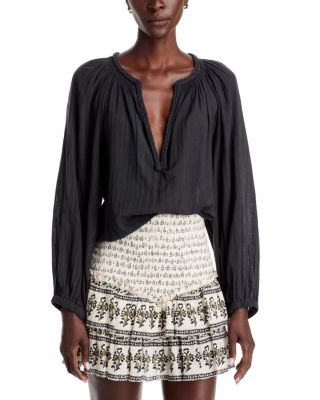 Hivane Cotton Braided Split Neck Top