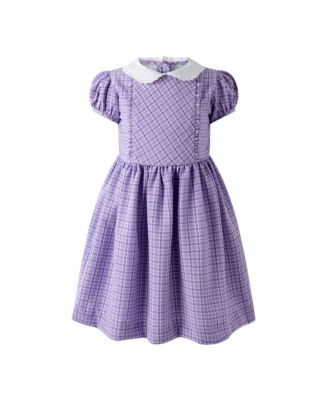  Girls' Check Frill Front Dress- Little Kid, Big Kid