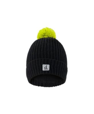  Boys' Winter Ribbed Cuff Logo Patch Knit Hat with Pompom - Little Kid, Big Kid