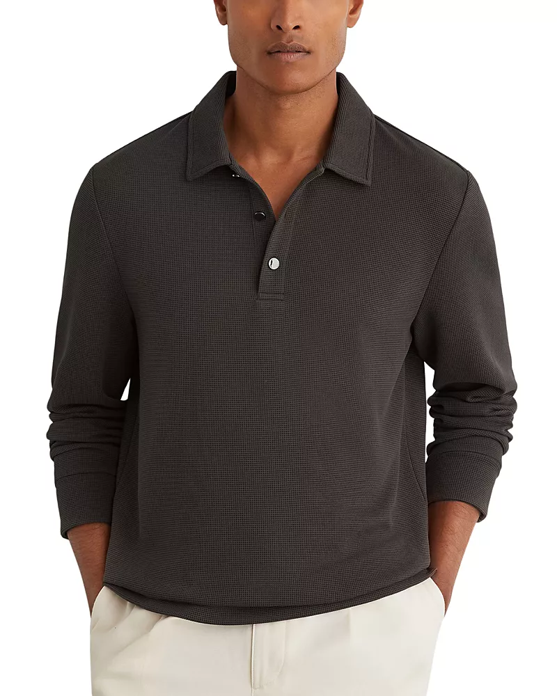 Reiss Alba Micro Waffle Knit Polo Shirt