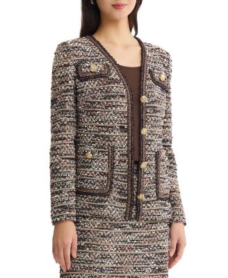 Plus Size Eyelash Tweed Knit Jacket - thumbnail 3