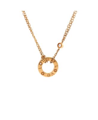  2 Diamonds Love Pendant Necklace 18K Gold and Diamonds, 16.25"