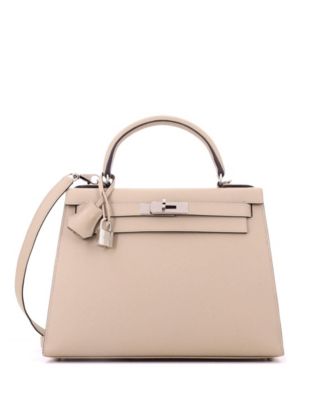Pre-Owned HERMES Kelly 28 Light Epsom Leather Palladium Hardware Shoulder Bag