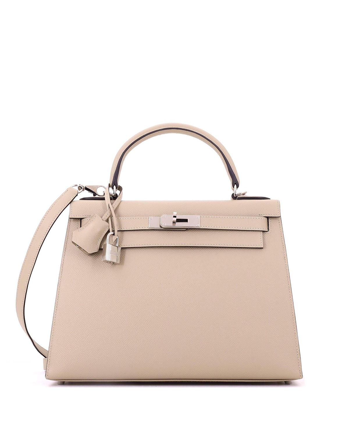 Pre-Owned HERMES Kelly 28 Light Epsom Leather Palladium Hardware Shoulder Bag
