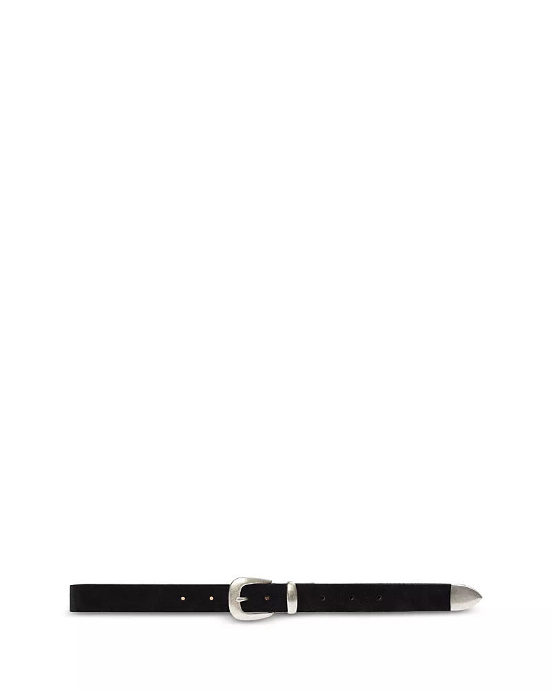 Black Suede Studio Women's Western Buckle 3-Piece Calf Hair Belt