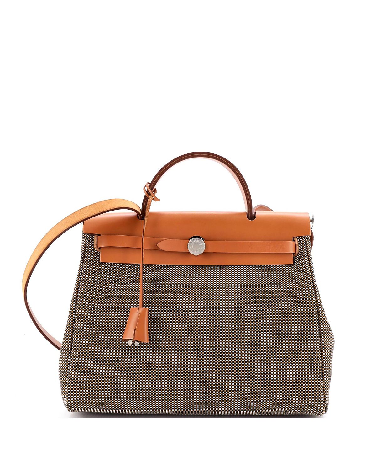 Pre-Owned HERMES Herbag Zip Canvas & Leather Shoulder Bag