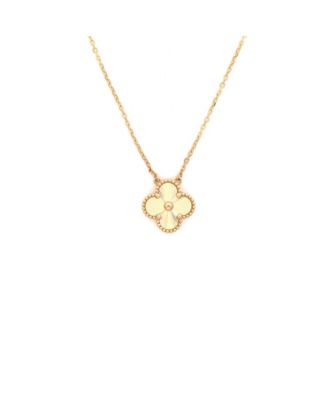 Pre-Owned Van Cleef & Arpels Vintage Alhambra Pendant Necklace Guilloche 18K Gold, 16
