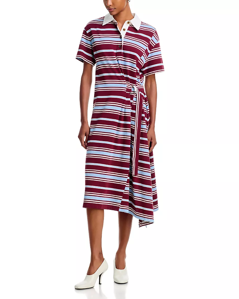 3.1 Phillip Lim Cotton Rugby Asymmetrical Polo Dress