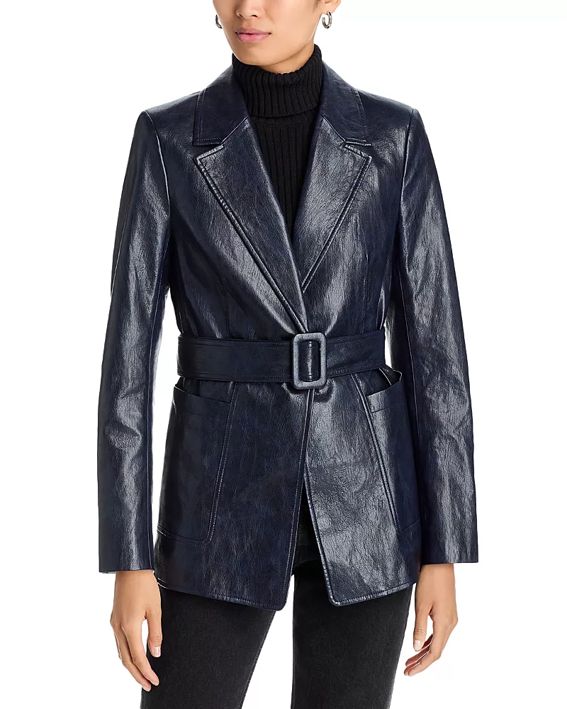 Kobi Halperin Colleen Faux Leather Belted Blazer