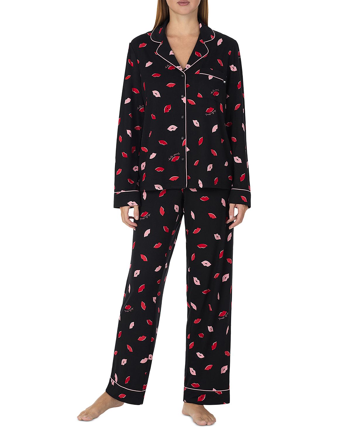 kate spade new york Brushed Jersey Notch Collar Pajama Set