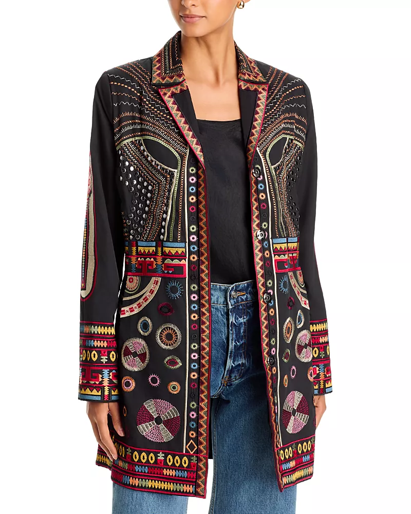Johnny Was Ravenna Embroidered Long Blazer