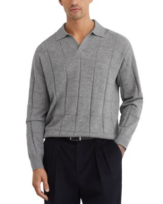 Compton Wool Open Collar Square Pattern Sweater