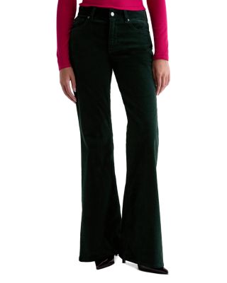 Georgia Mid Rise Velvet Flare Jeans in Pine