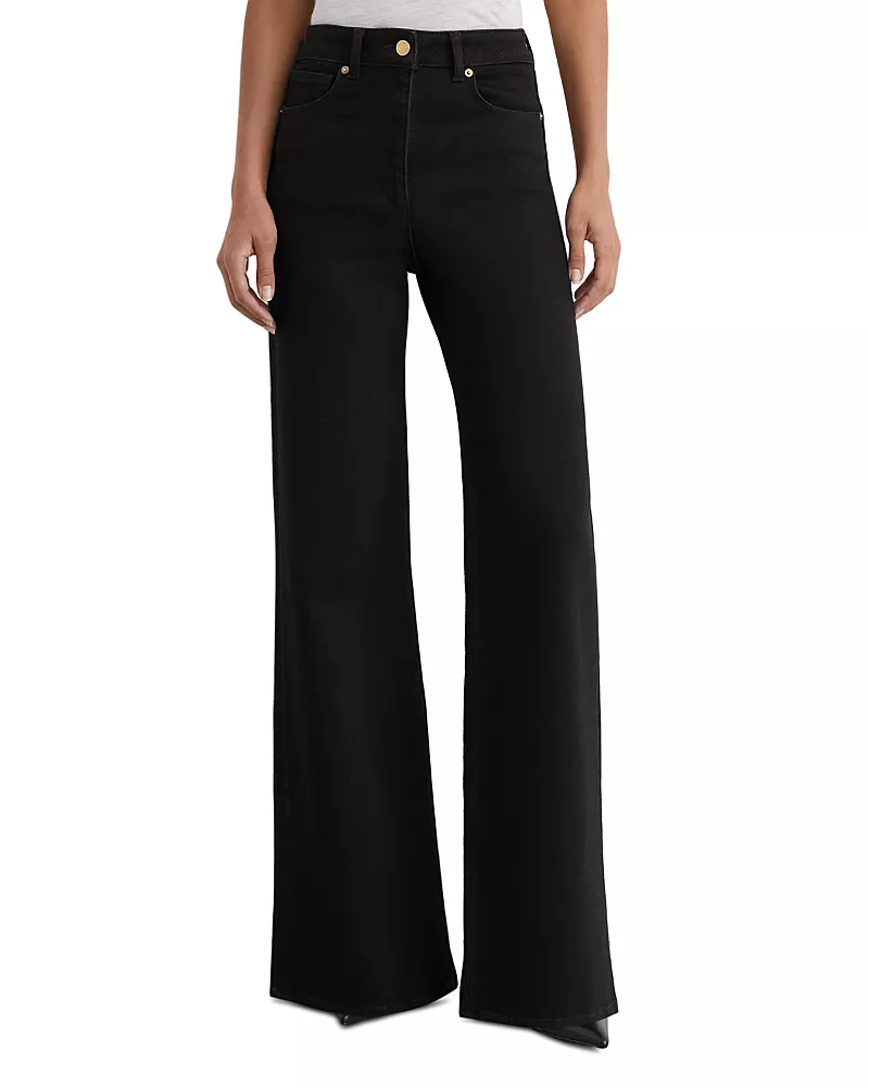 Reiss Petites Jas High Rise Wide Leg Jeans in Black