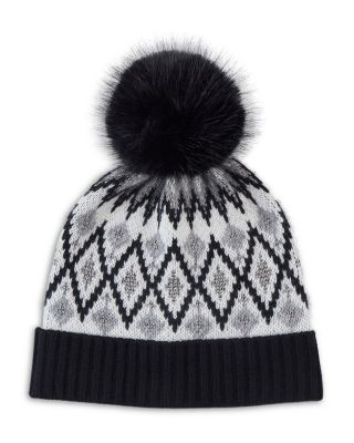 Sofia Cashmere Fair Isle & Pom Pom Knit Hat