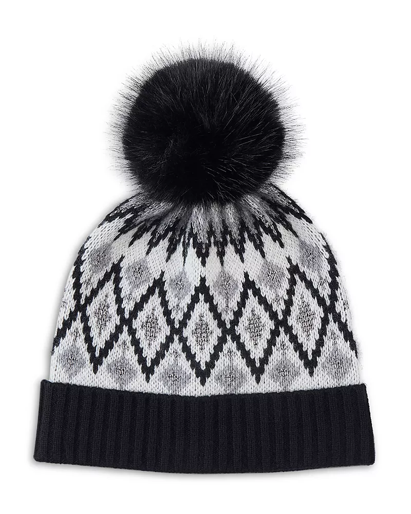 Sofia Cashmere Fair Isle & Pom Pom Knit Hat