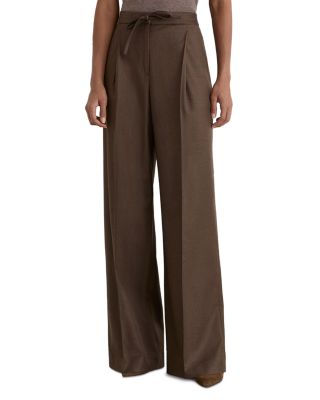 Petites Derby Pleated Wide Leg Pants