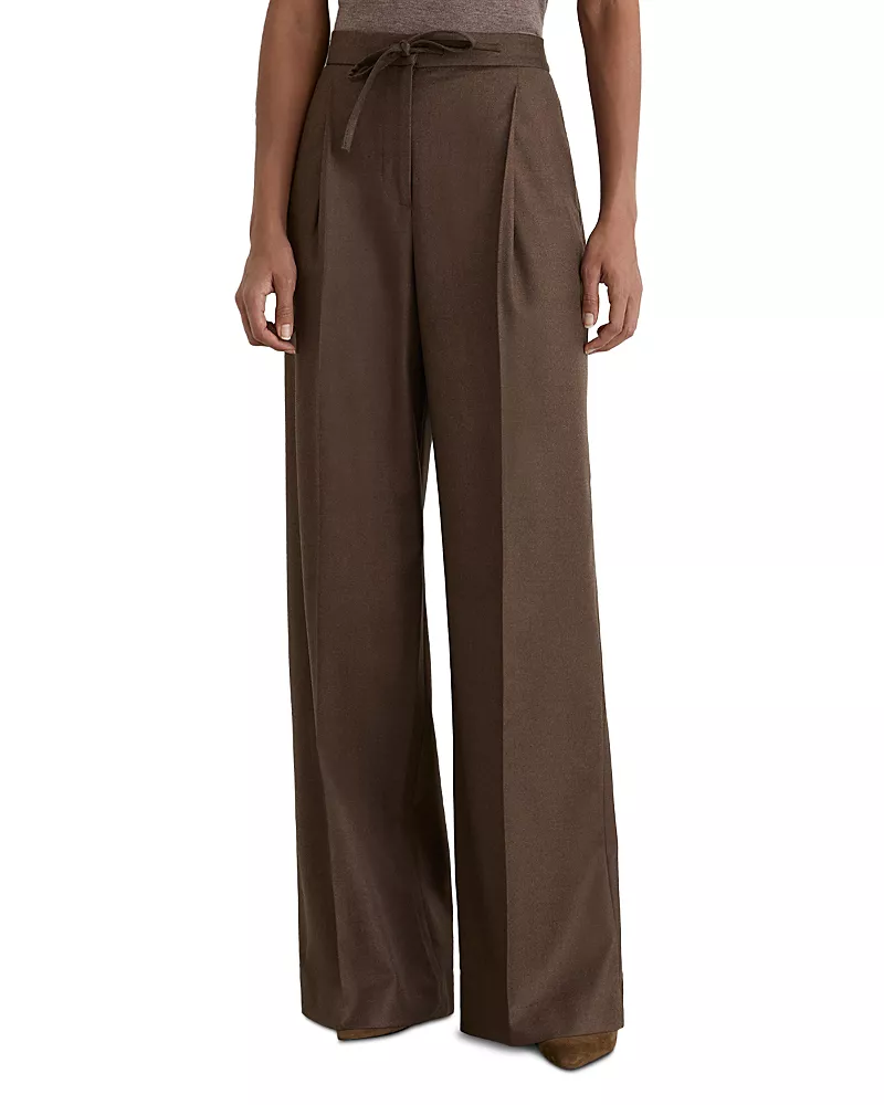 Reiss Petites Derby Pleated Wide Leg Pants