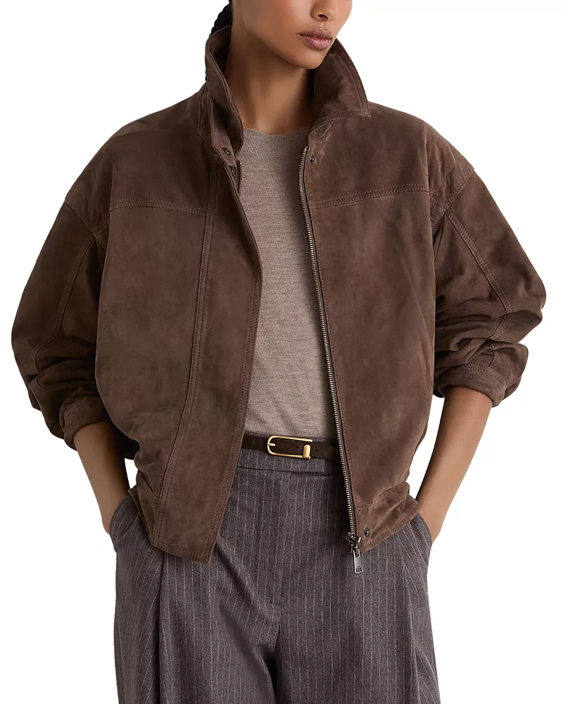 Reiss Petite Cooper Relaxed Suede Jacket
