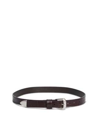 Women's Vintage Western Croc Embossed Leather Belt