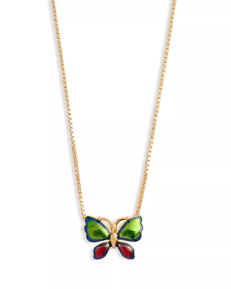 Valentino Garavani VLogo Flutterby Butterfly Enamel Necklace, 15.5