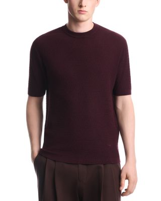 Virgin Wool Fancy Stitch Short Sleeve Sweater